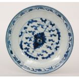 A Chinese Qing Dynasty Kangxi period plate painted in Imari palette with flowering boughs by a