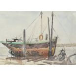 MODERN BRITISH SCHOOL - The boatyard, watercolour, framed,