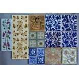 Minton China Works and Mintons Hollins - Fourteen assorted late 19th Century dust pressed tiles