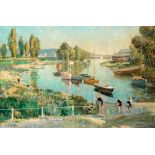 GEOFFREY ALAN BAKER (1881-1959) - 'Little Avon, Christchurch', oil on canvas, signed,