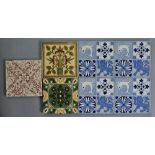 Assorted - Seven assorted late 19th Century 6in dust pressed tiles to include a four printed blue