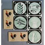 Reginald Till - Carter & Co - Five 6in dust pressed tiles from the Countryside series together with