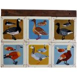 Carter & Co - Twelve assorted 6in dust pressed tiles each decorated with a different water bird,