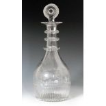 A late 18th Century Irish Cork glass decanter of Prussian form,