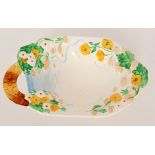 A Clarice Cliff Waterlily and Bridge small dish circa 1936,