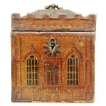 A George III architectural house painted pine tea caddy of square form,