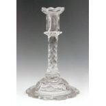 An 18th Century glass taper stick circa 1785,
