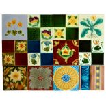 Assorted - Sixteen assorted late 19th and early 20th Century moulded and printed tiles to include