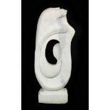 A 20th Century white marble sculpture of a female form with head titled back,