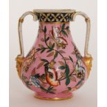 A late 19th Century Aesthetic Old Hall twin handled vase decorated in a design attributed to