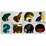 Kenneth Townsend - A set of 1960s/1970s 6in dust pressed tiles from the Menagerie series comprising