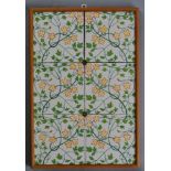 Unknown - A late 19th Century framed six 6in tile panel decorated with hand painted flowers and