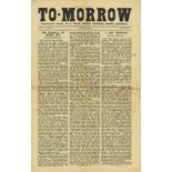 Historically Important Literary Magazine A Complete File Periodical: To-Morrow, Vol. I Nos.