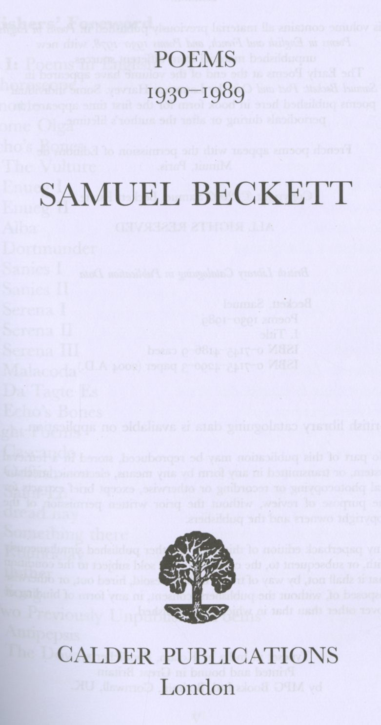 Signed by the Artist Beckett (Samuel) & Le Broquy (L.)illus. Poems 1930 - 1989, 4to, L.