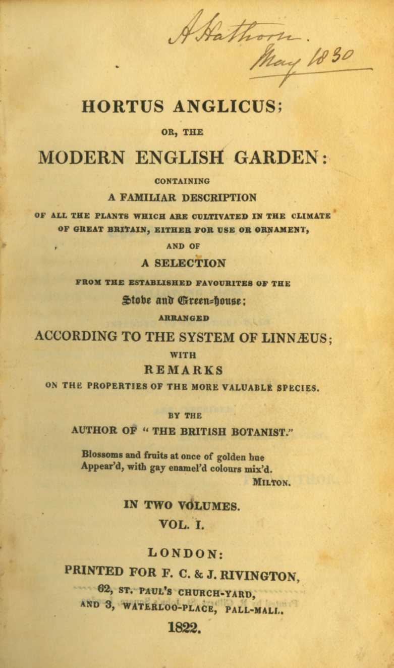 [Anon] Hortus Anglicus; or The Modern English Garden: 2 vols., 12mo. L. (F.C. & J.