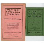 De Markievicz (Constance) A Call to the Women of Ireland, 8vo D. (Fergus O'Connor) 1918, 16pps, ptd.