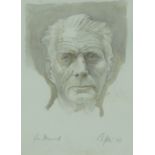 Wilhelm Fockersperger [Beckett] A fine pen and watercolour Portrait of Samuel Beckett,