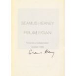 Seamus Heaney / Felim Egan. Towards a Collaboration, October 1986 (Brochure, 4pp).