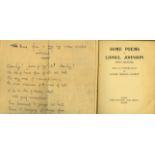 With Manuscript Poems Inserted Johnson (Lionel) Some Poems of,