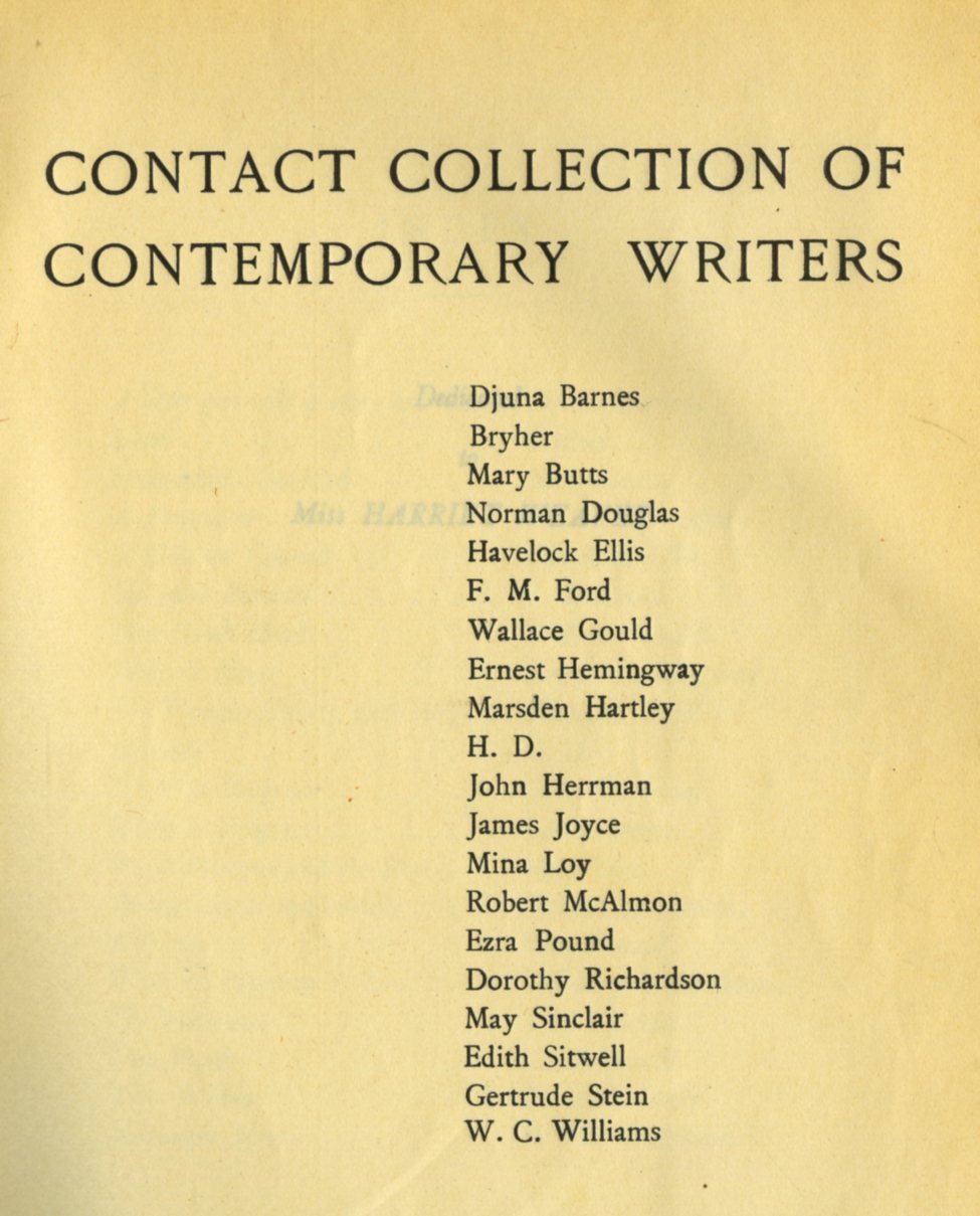 [Joyce (James)] Contact Collection of Contemporary Writers.