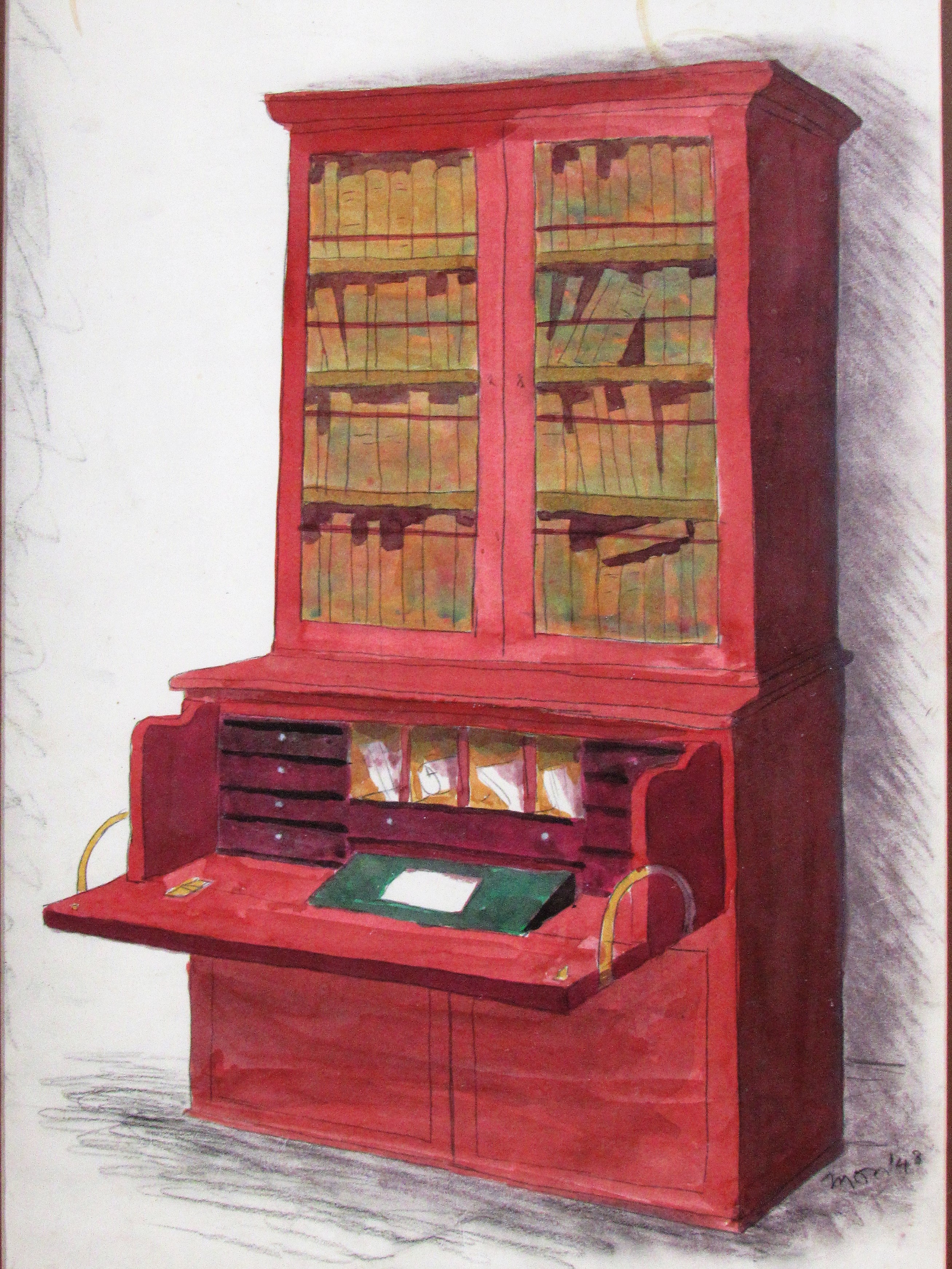 Flann O'Brien's Bookcase / Desk A large William IV period Irish mahogany Secretaire Bookcase, - Image 2 of 2