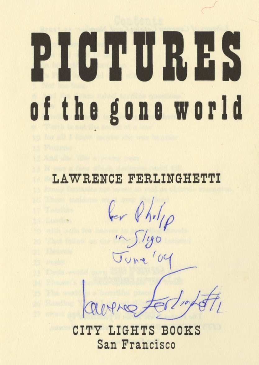 Important Archive Ferlinghetti (Lawrence) (City Lights interest) Pictures of the Gone World,