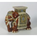 An attractive painted porcelain Chinese Footstool / Seat, modelled as an elephant.