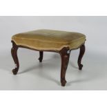 A very good large Victorian walnut Dressing Stool, with shaped apron, and carved cabriole legs,