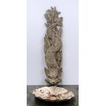 A fine quality Victorian cast iron wall mounted fountain, modelled as a mythical fish,