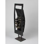 Ken Norris Sculpture: "The Log Bin," bronze and iron, 78cms (30 1/2") high.