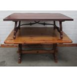 A pine Kitchen Table; together with a Coffee Table.