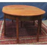 A Georgian period mahogany Dining Room Table, with two demi-lune ends and one centre falling leaf,