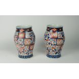 A pair of attractive Japanese Meiji period Imari Vases, with bright blue,