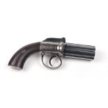 A 19th Century Six-Shot Pepperbox Percussion Revolver, with blued chamber,