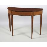 An attractive Irish demi-lune satinwood Side Table, with crossbanded and segmented top,
