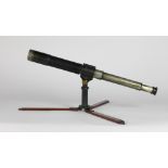 A late 19th Century leather bound silver plated Telescope, by Ross, London No 52438,