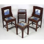 A pair of early 19th Century Chinese hardwood and lacquered Side Chairs,