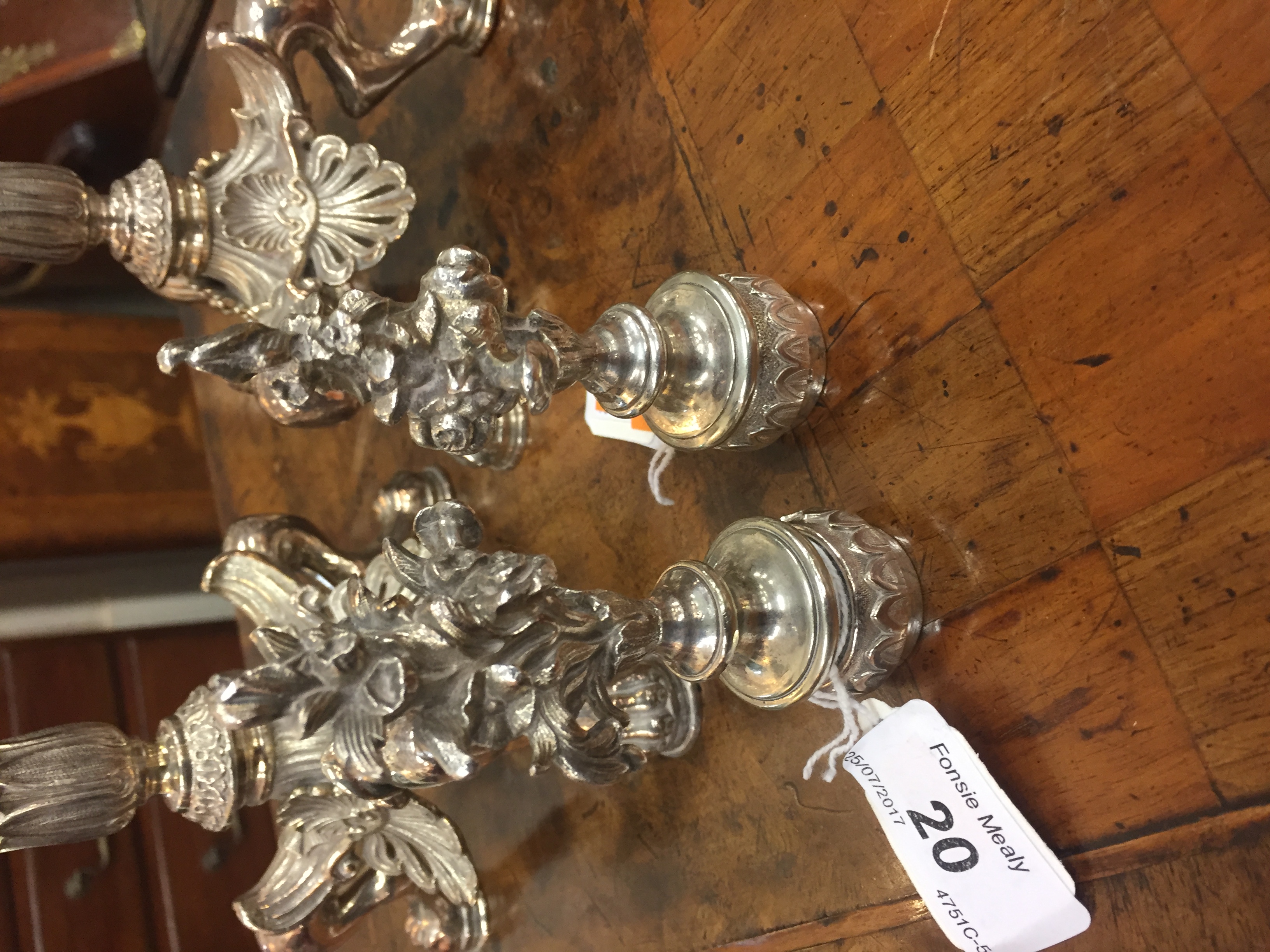 A pair of heavy Georgian style silver plated Candlesticks, by Elkington & Co. - Image 3 of 11