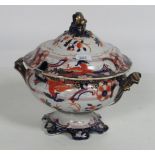 A large 19th Century Imari pattern English pottery Soup Tureen and Cover,