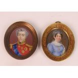 Early 19th Century French School Miniatures: Pair of ovals, "French military Gentleman,