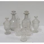 A pair of large Georgian cutglass Decanters and Stoppers;
