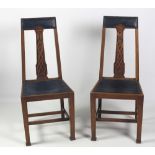 A set of four large Celtic Revival oak Dining Chairs,