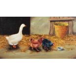 Domenico Tonelli, Italian School A pair of attractive "Farmyard Scenes, with poultry,