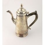 A heavy plain Royal Irish silver Coffee Pot, with wooden handle, Dublin c. 1971, approx.