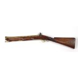 An early 19th Century bell mouth brass Flintlock Blunderbuss, the barrel inscribed 'Limerick Mail,