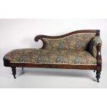 An early William IV period carved walnut Chaise Longue, with attractive shaped back, bowed end,