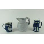 A good quality Jasperware Wedgwood blue and white Jug,