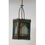 A Victorian leaded glass Hall Lantern.