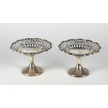 A matching pair of small pierced silver Tazzi, Sheffield c. 1909, approx.