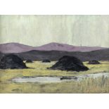 Sean O'Sullivan (Irish, 1906 - 1964) "Turf Stacks in a West of Ireland Landscape," O.O.C., approx.